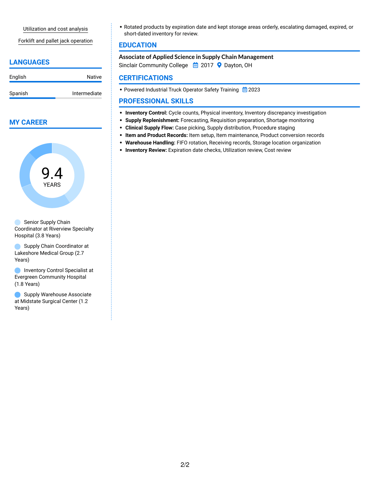 Resume example — page 2