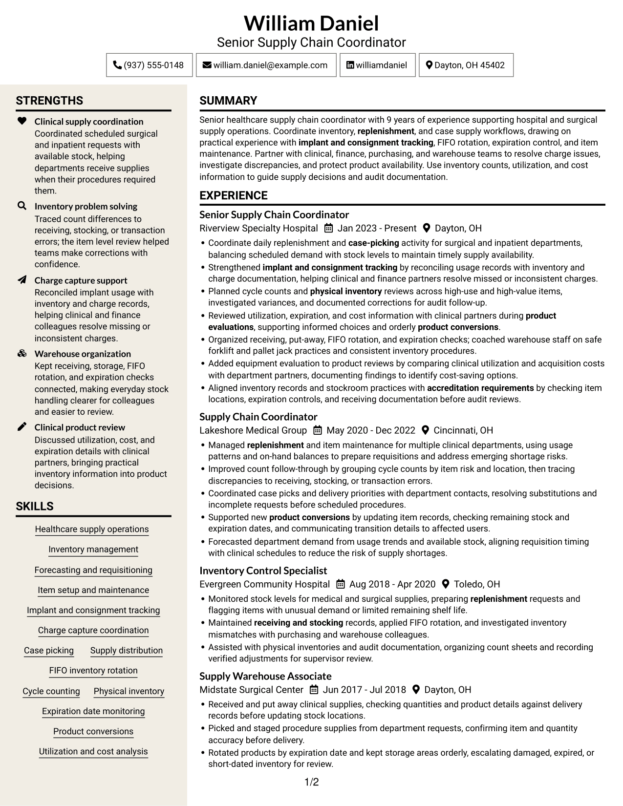 Resume example — page 1