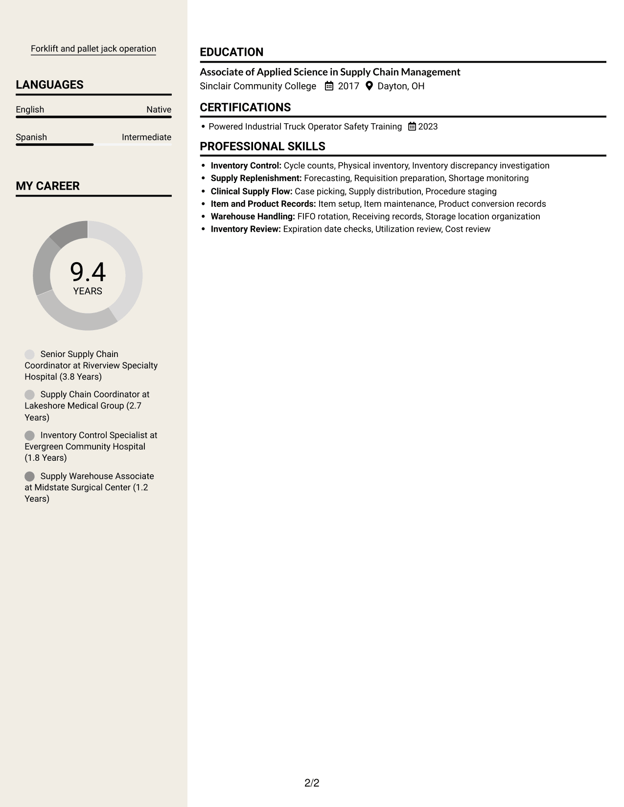 Resume example — page 2