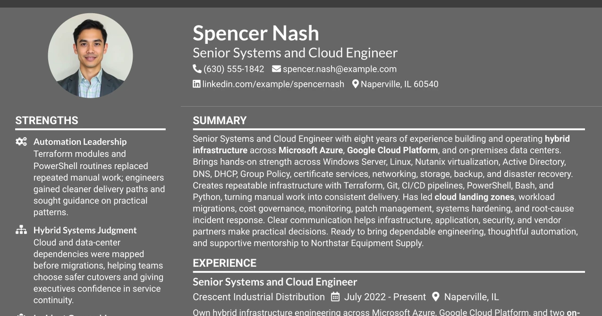 33 Senior Systems and Cloud Engineer Resume Templates with Example 2026 (ATS-Optimized)