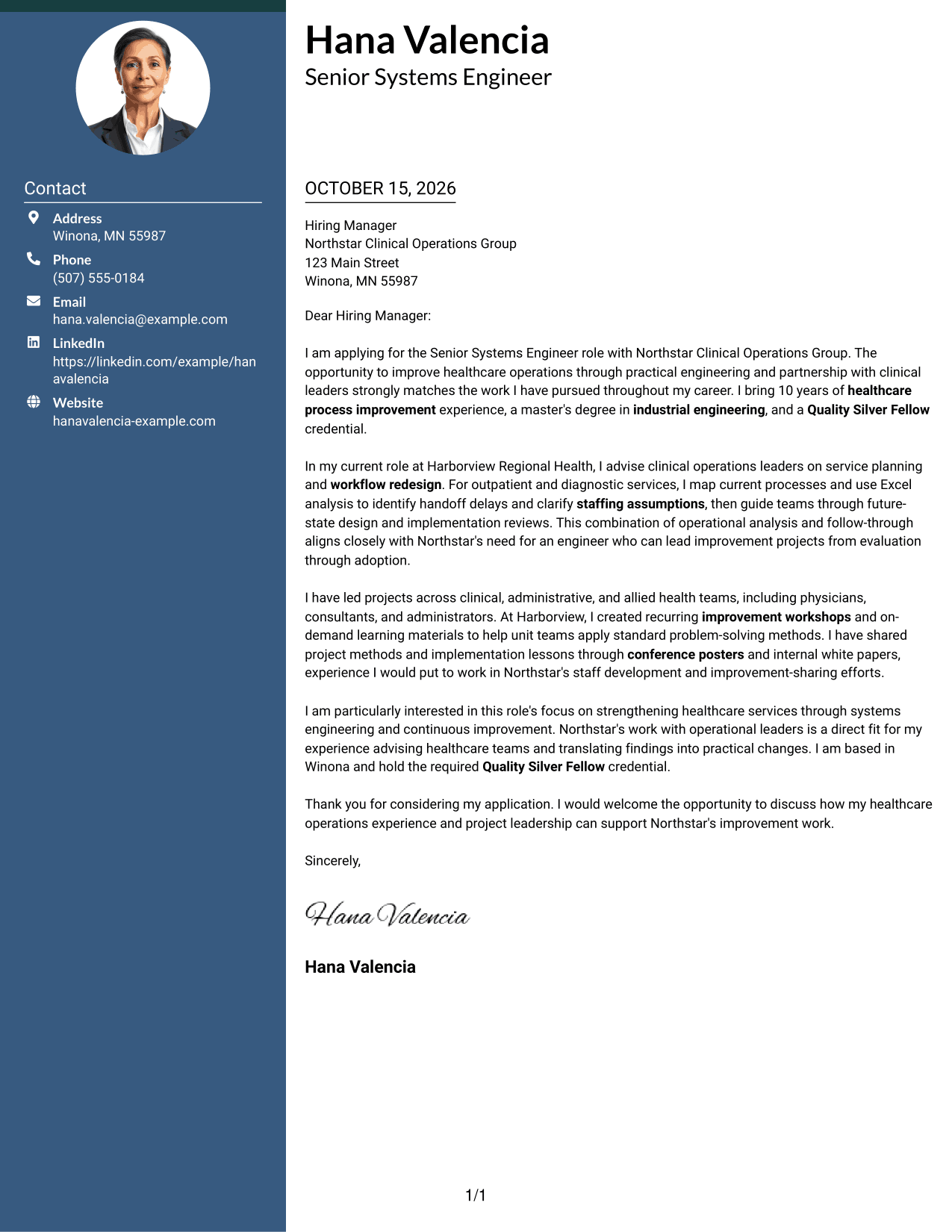 Cover letter example — page 1