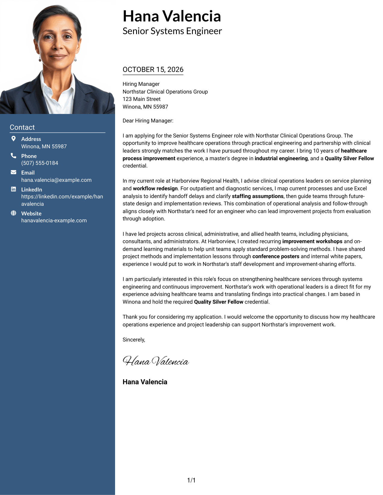 Cover letter example — page 1