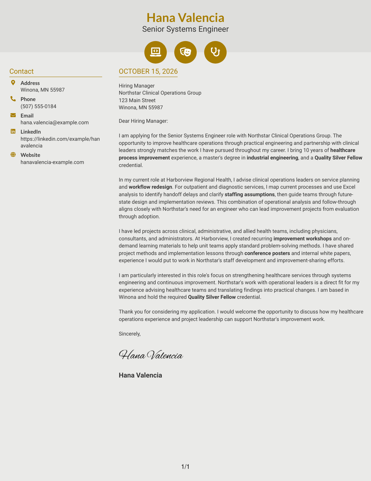 Cover letter example — page 1