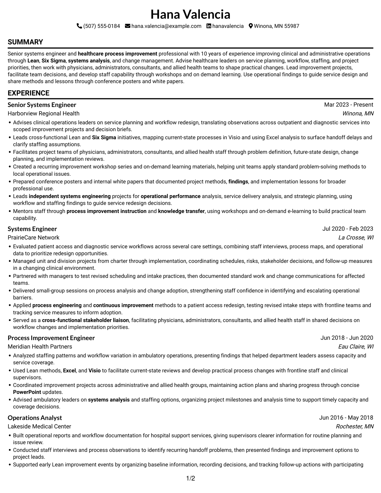 Resume example — page 1