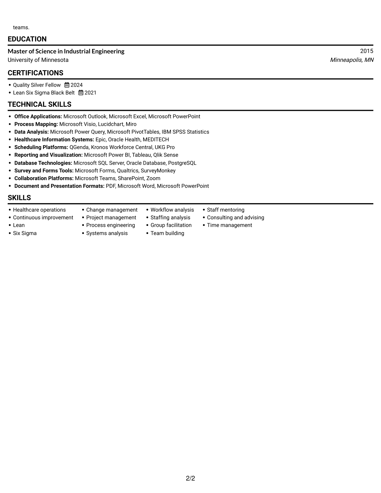Resume example — page 2