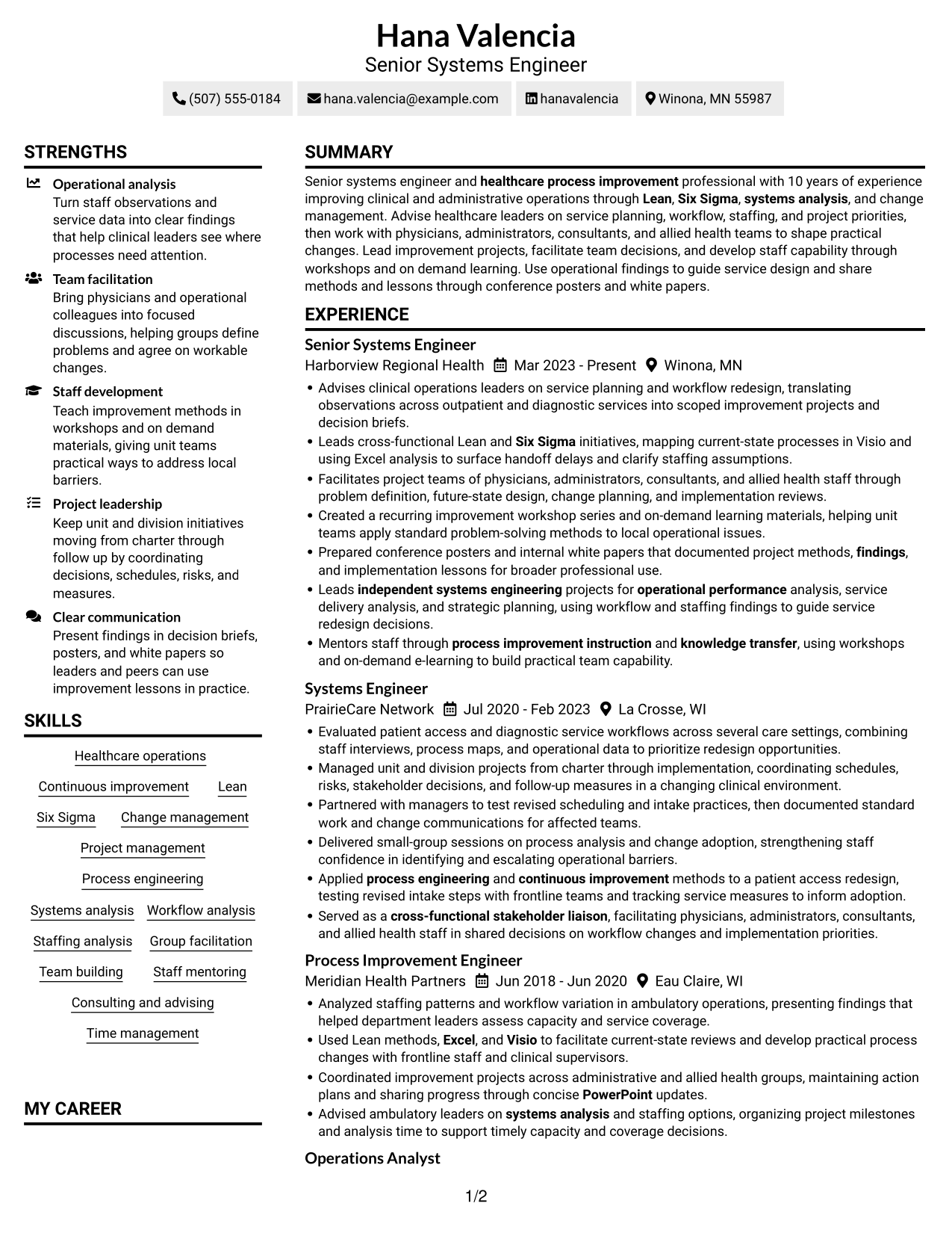Resume example — page 1