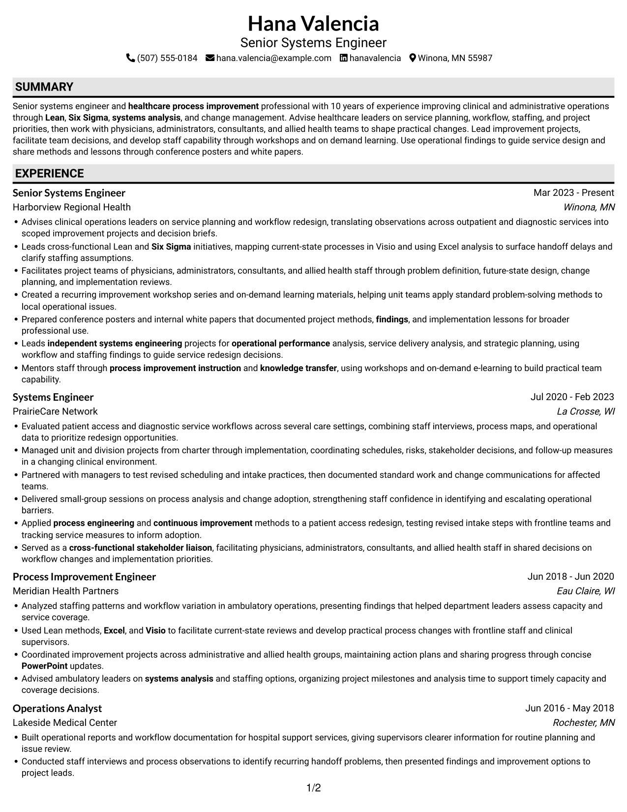 Resume example — page 1