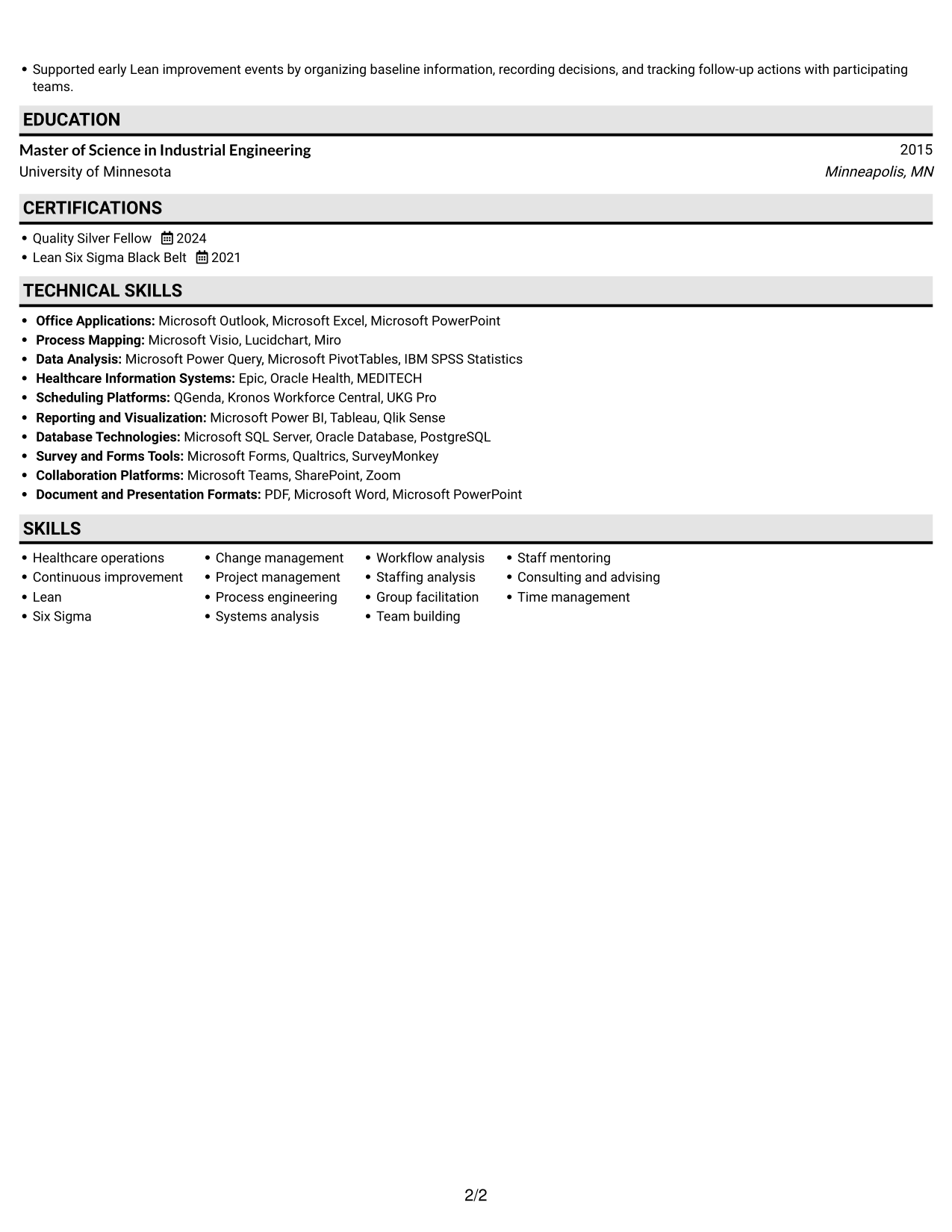 Resume example — page 2