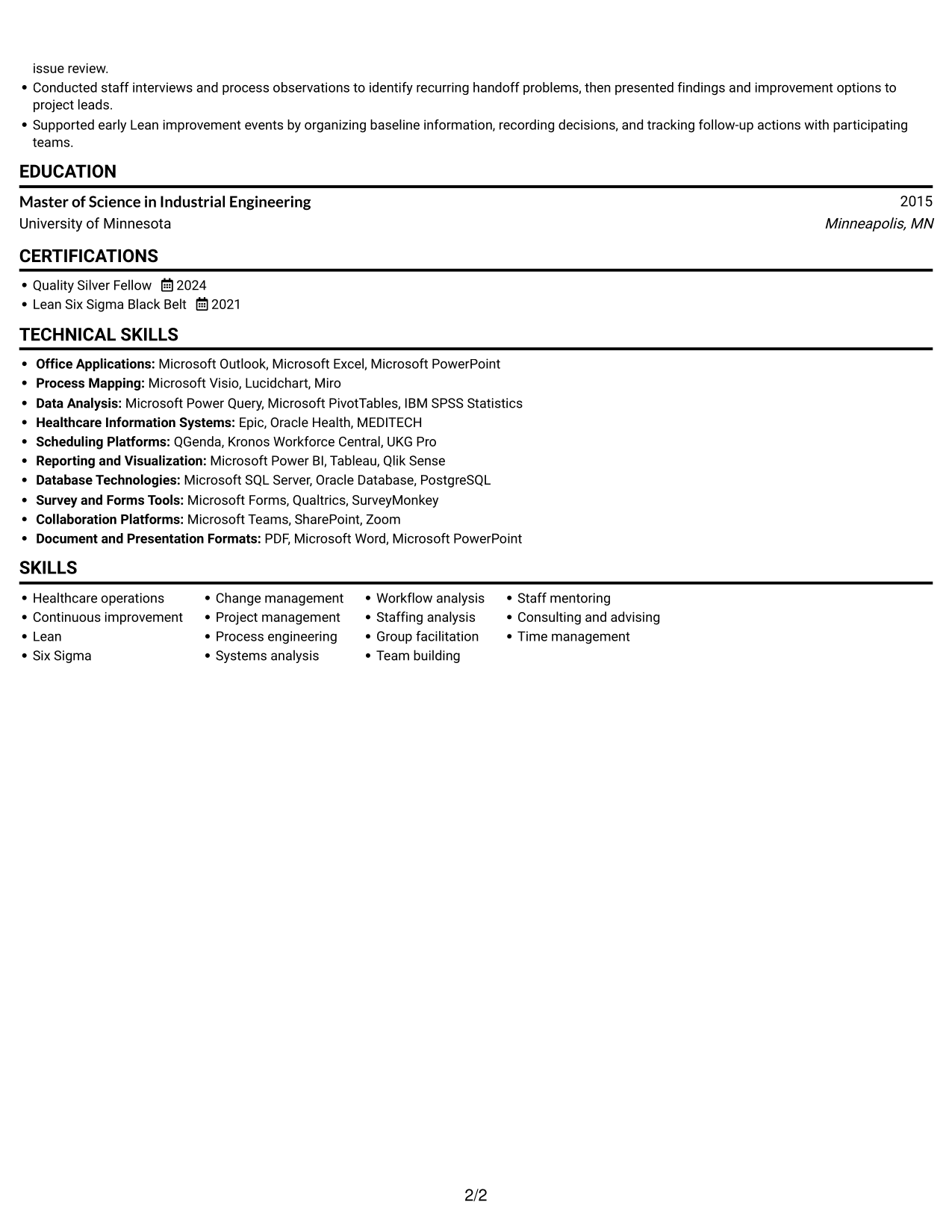 Resume example — page 2