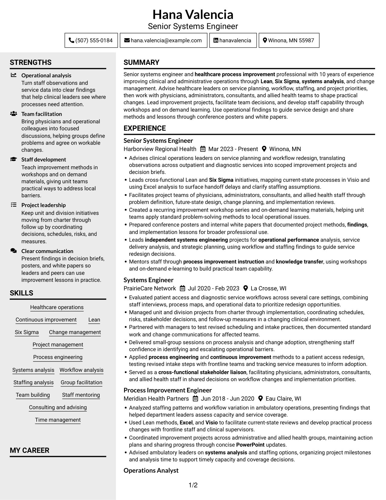 Resume example — page 1