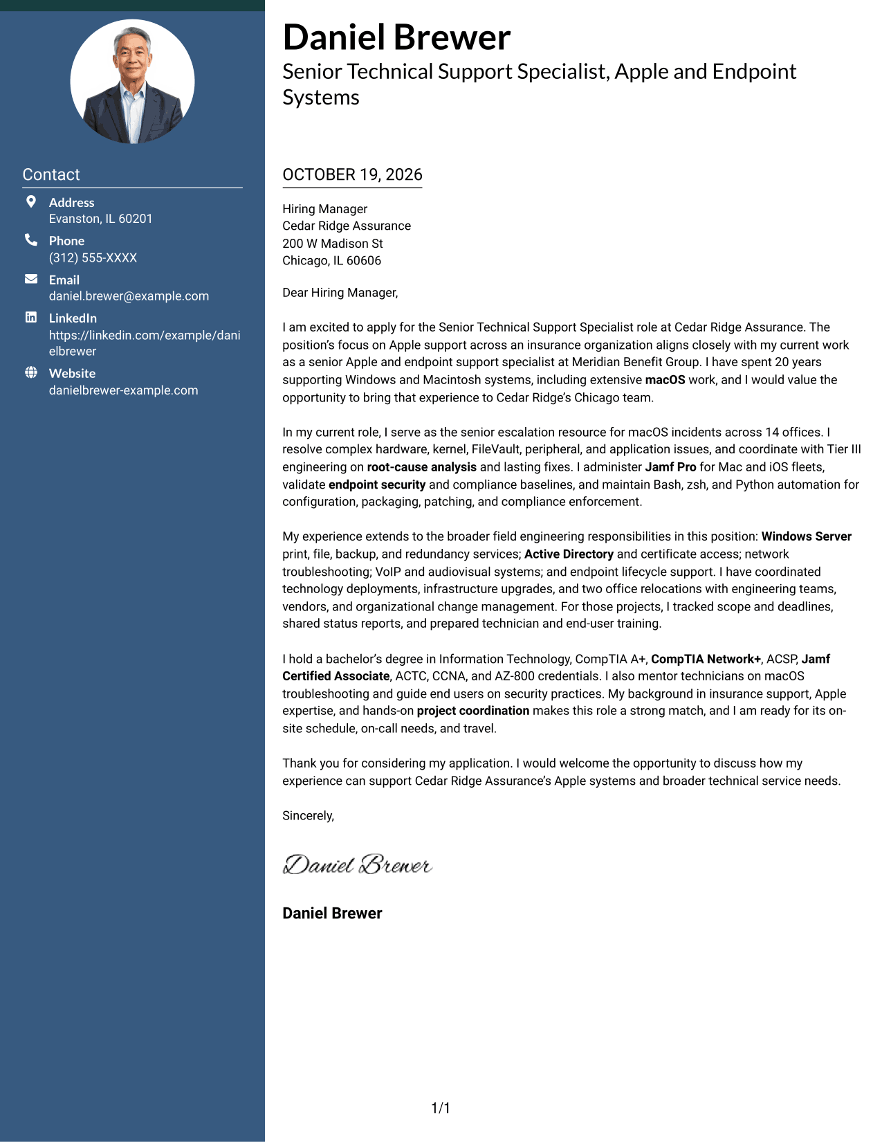 Cover letter example — page 1