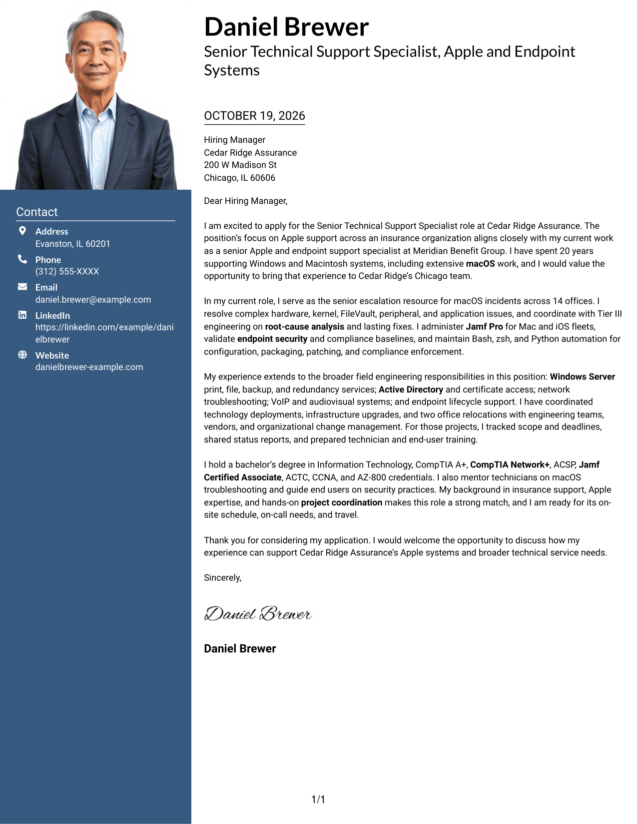 Cover letter example — page 1