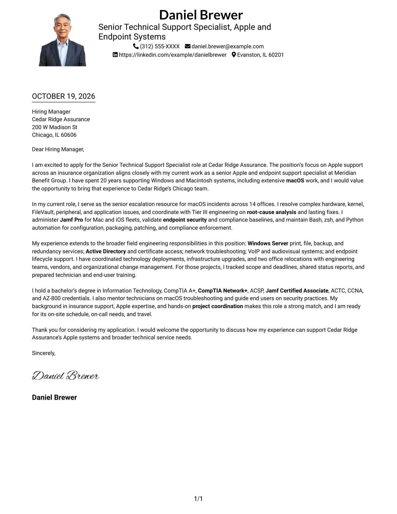 Cover letter example — page 1