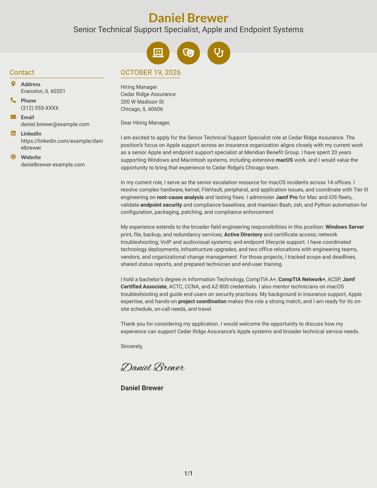 Cover letter example — page 1