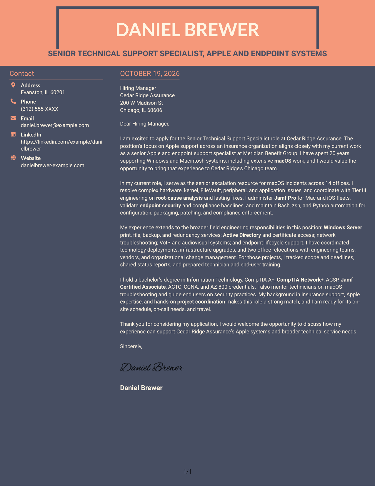 Cover letter example — page 1
