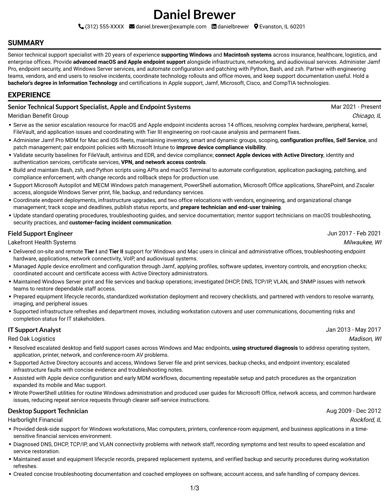 Resume example — page 1