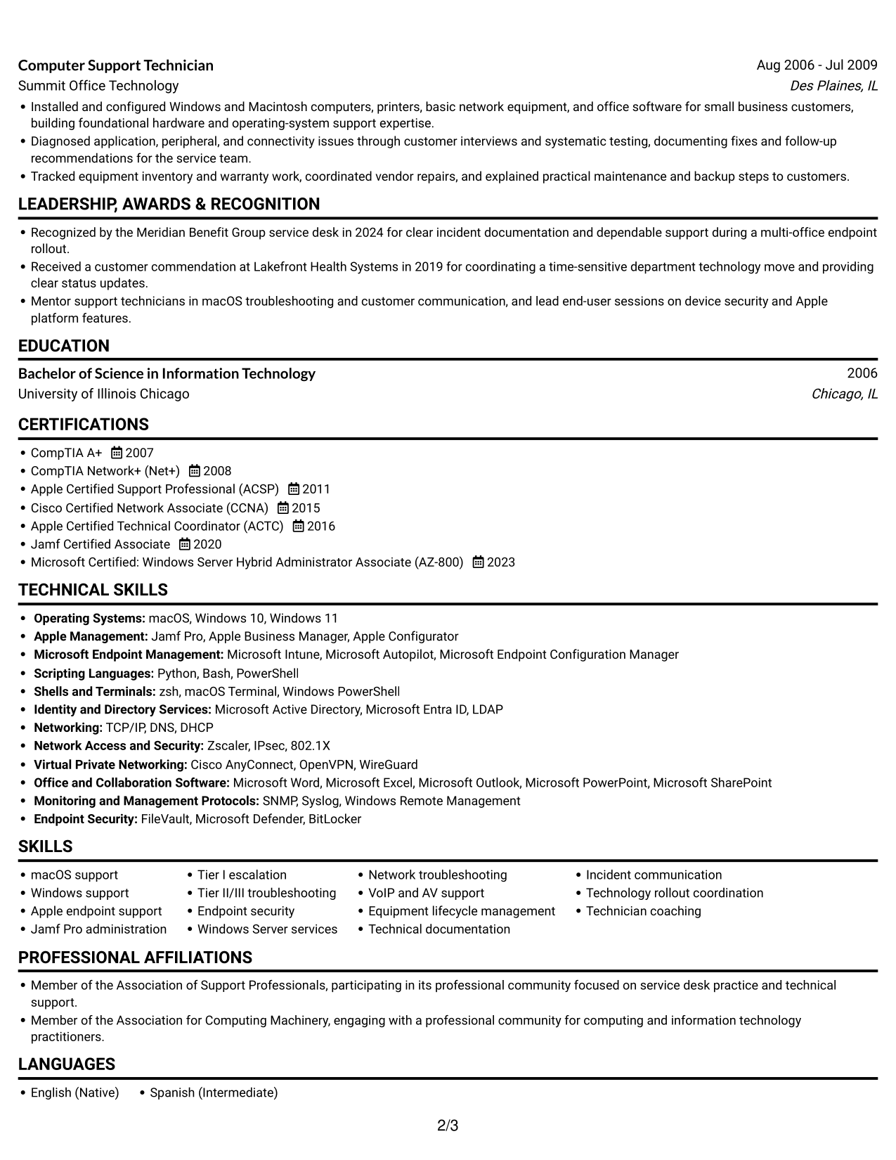 Resume example — page 2