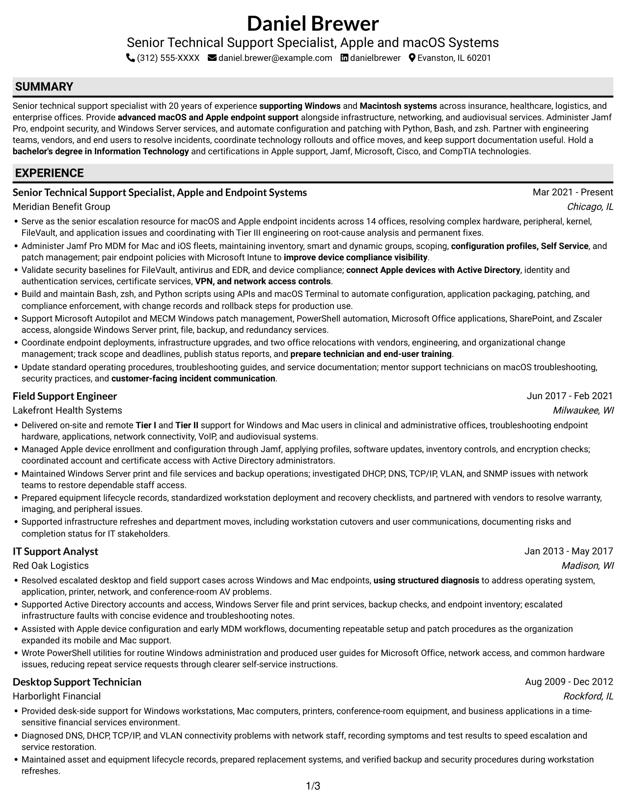 Resume example — page 1