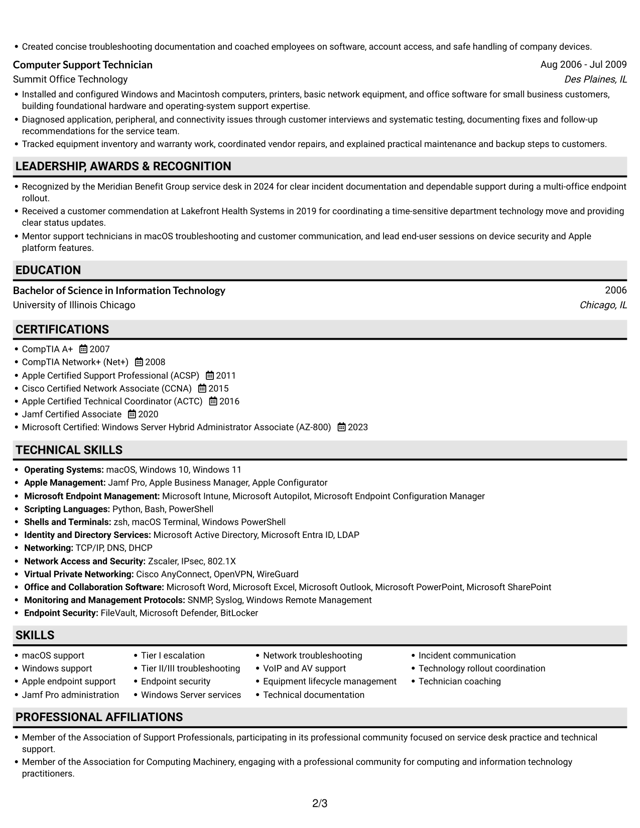 Resume example — page 2