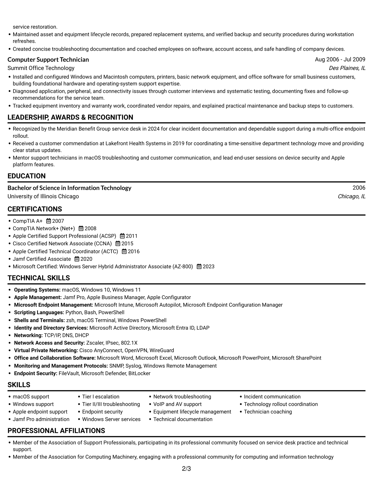Resume example — page 2