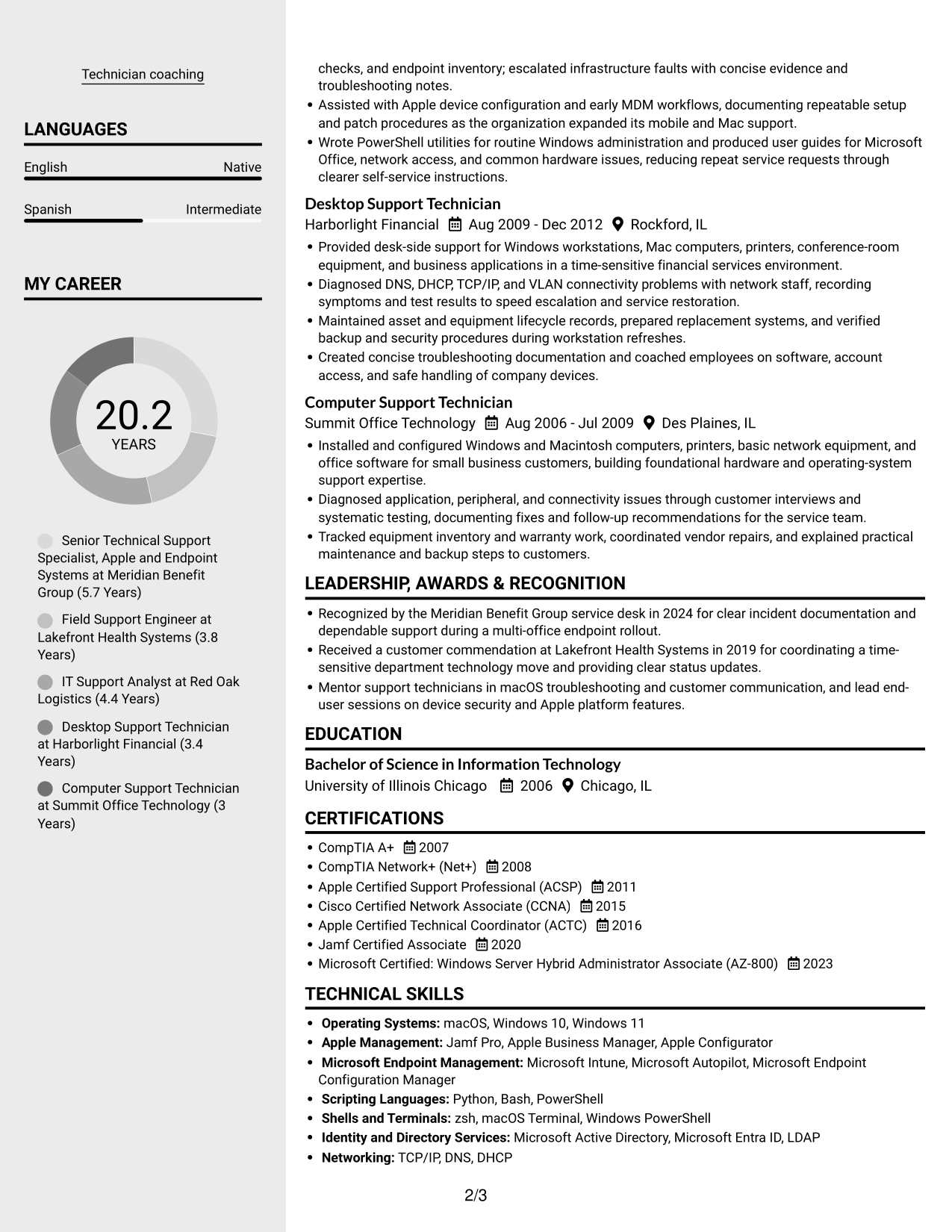Resume example — page 2