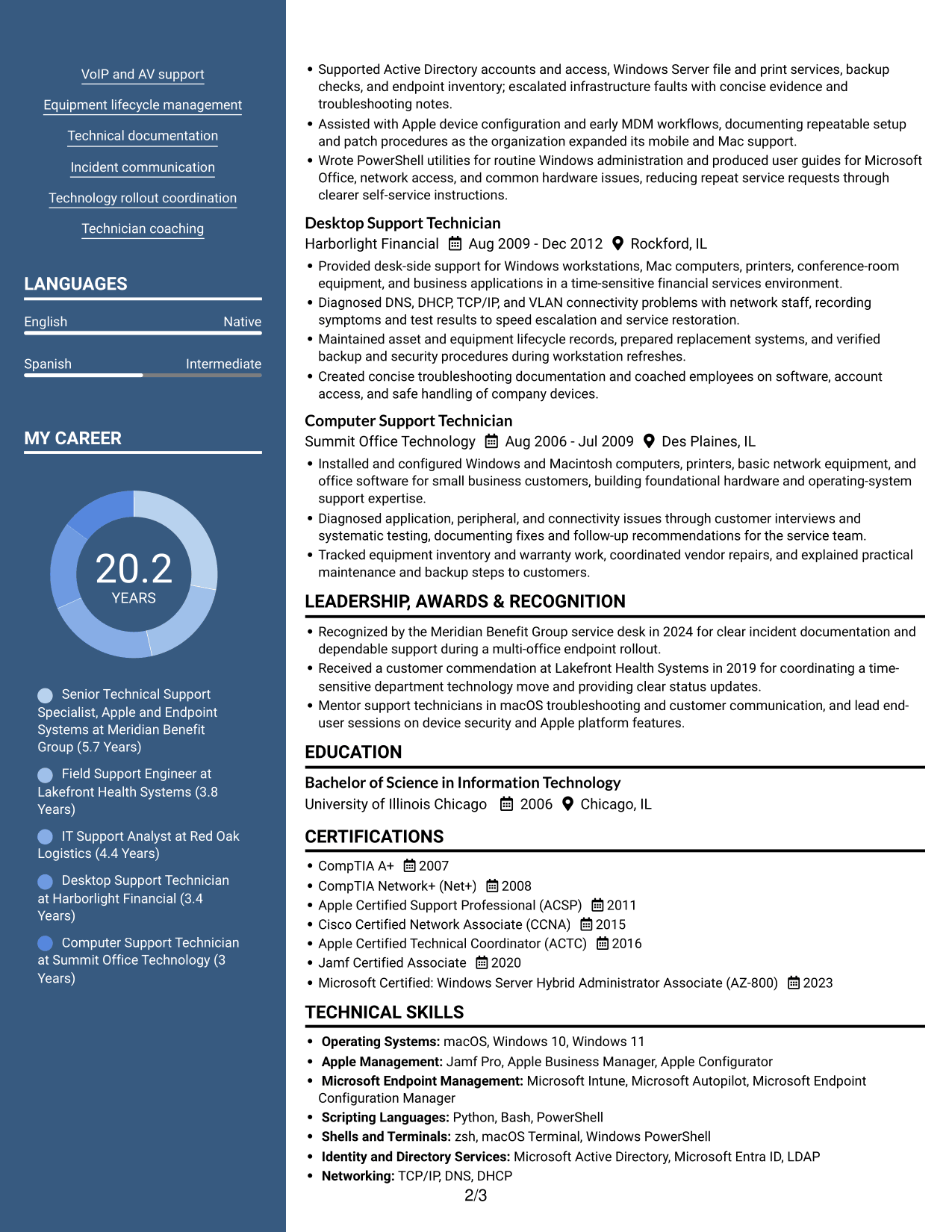 Resume example — page 2