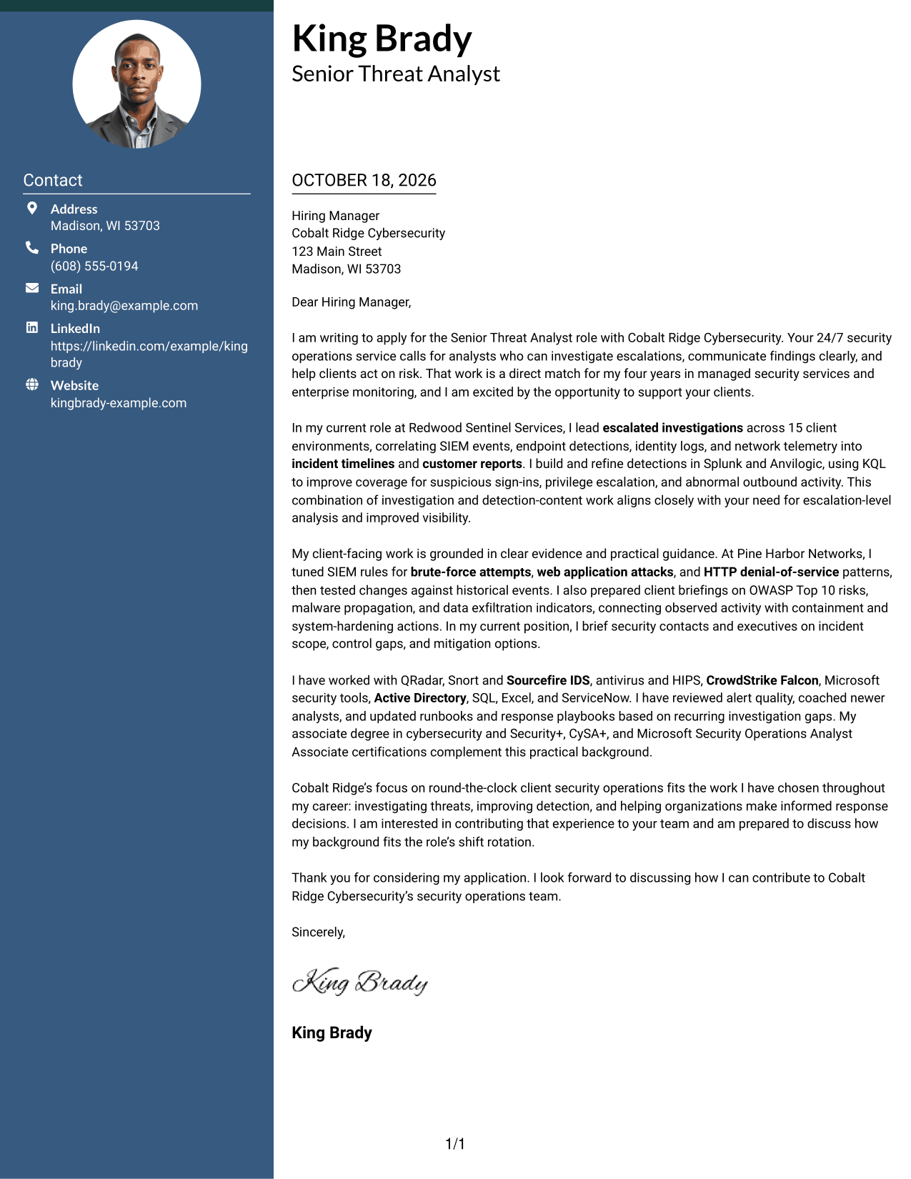 Cover letter example — page 1