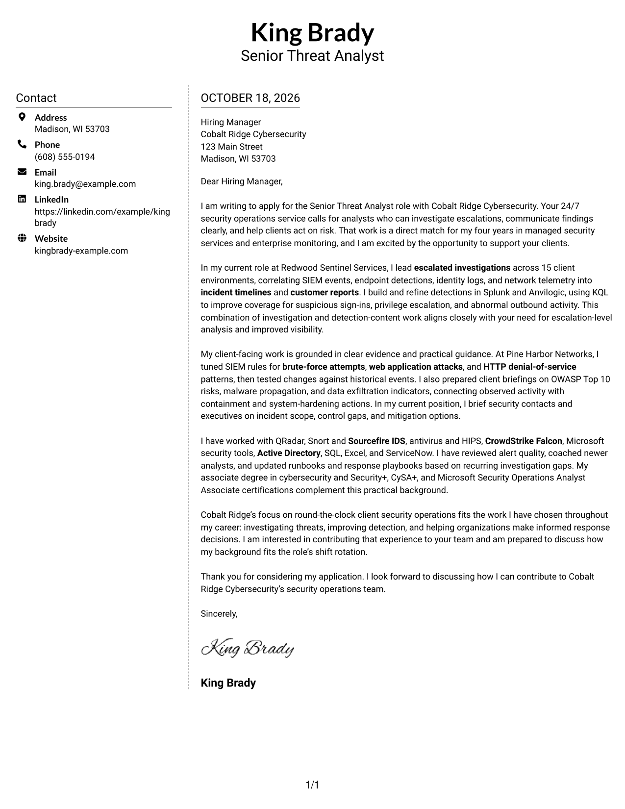 Cover letter example — page 1