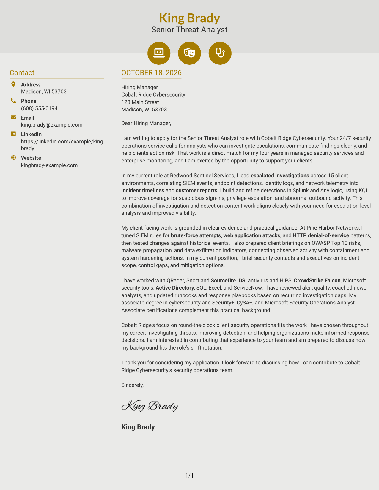 Cover letter example — page 1
