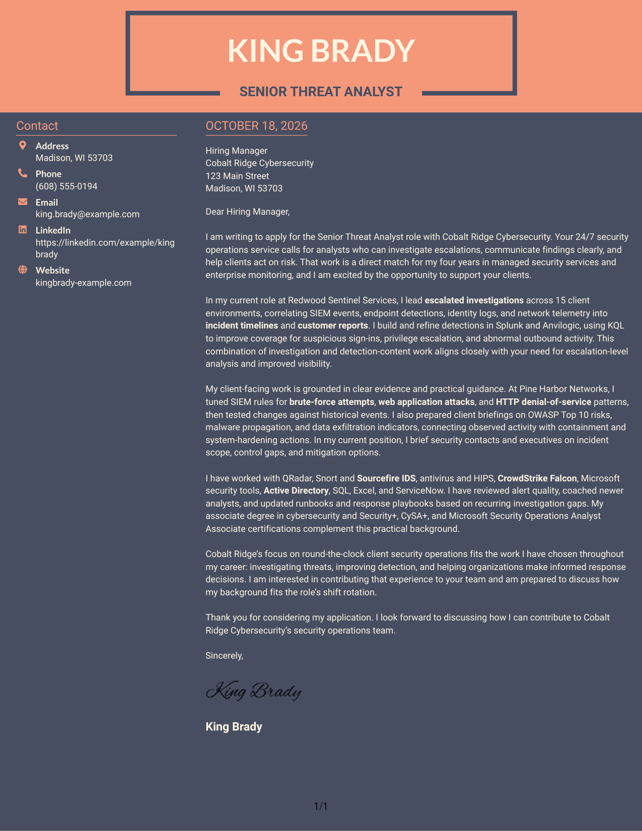 Cover letter example — page 1