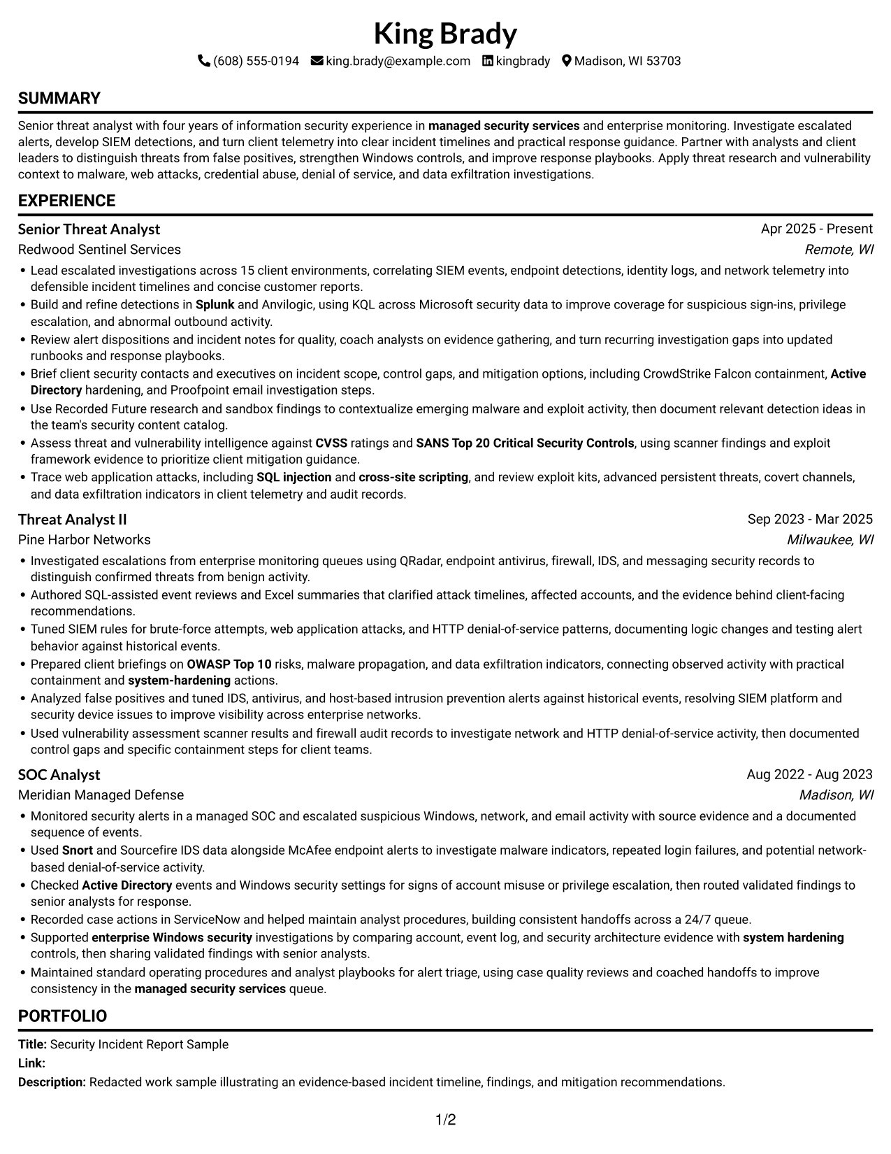 Resume example — page 1