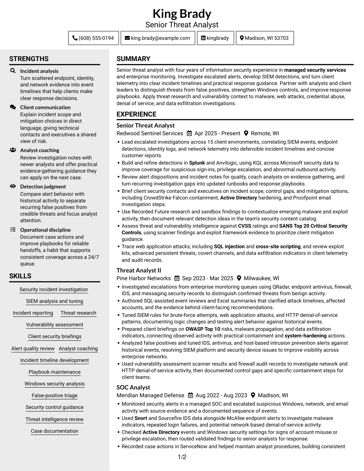 Resume example — page 1
