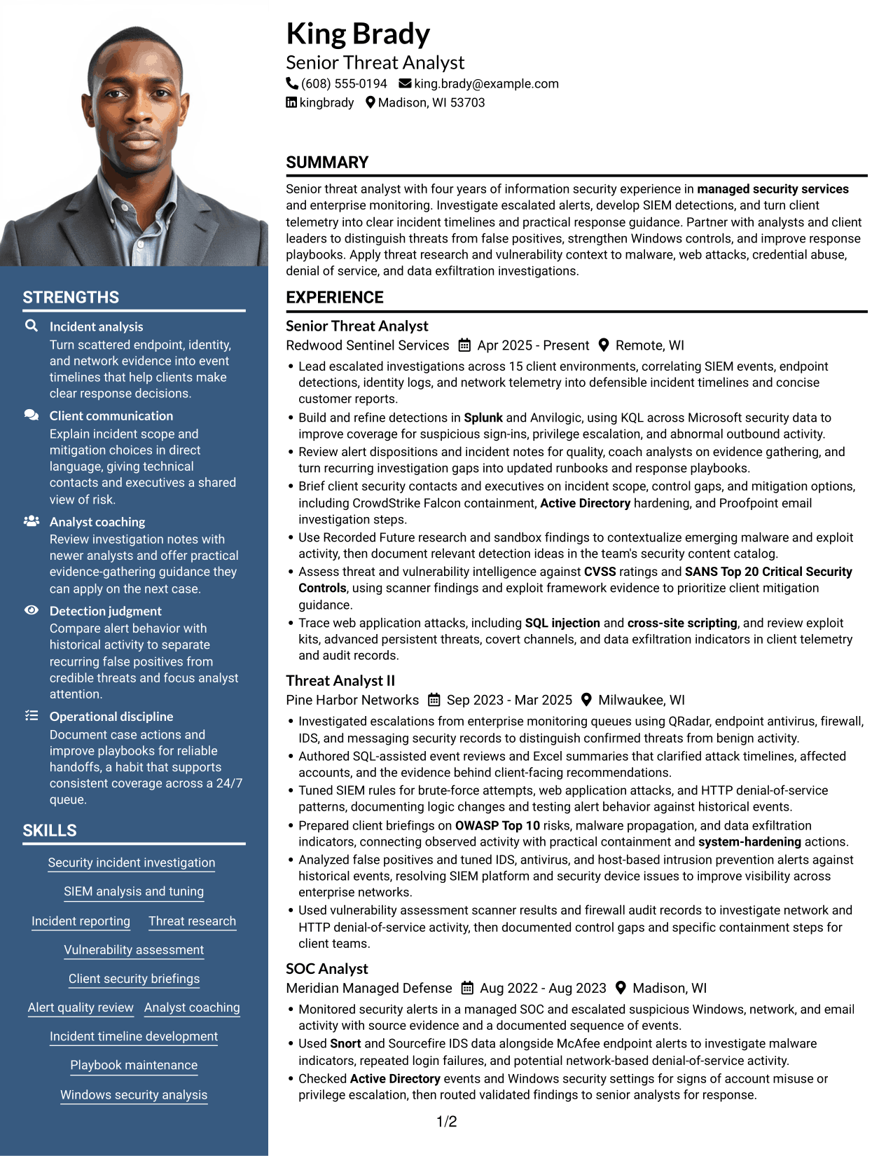 Resume example — page 1