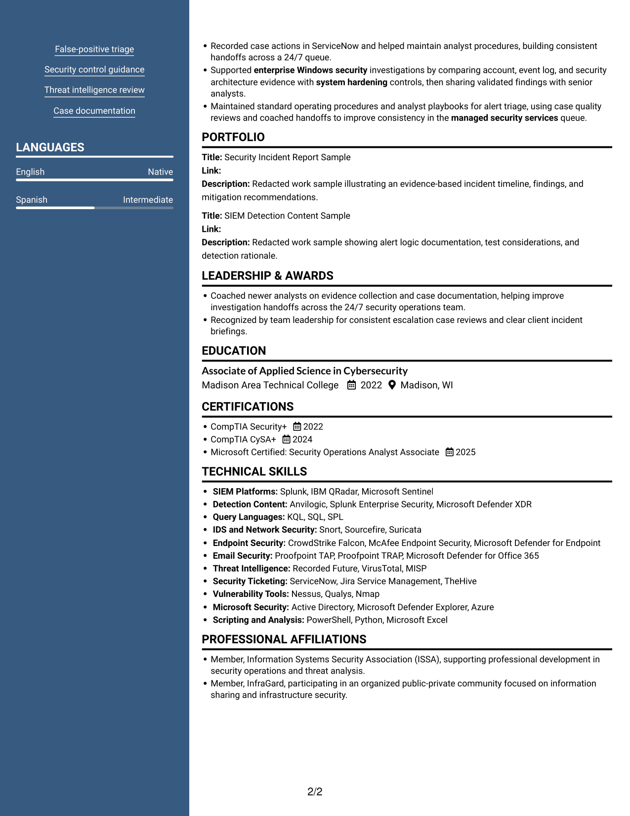 Resume example — page 2