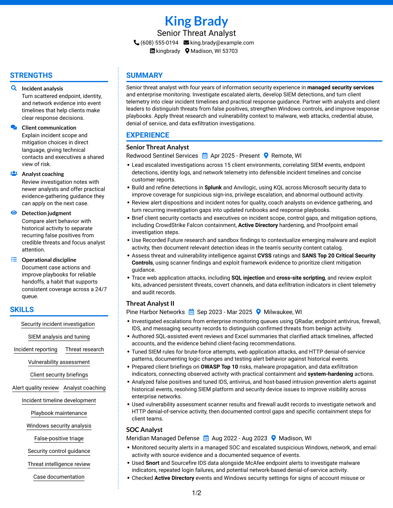 Resume example — page 1