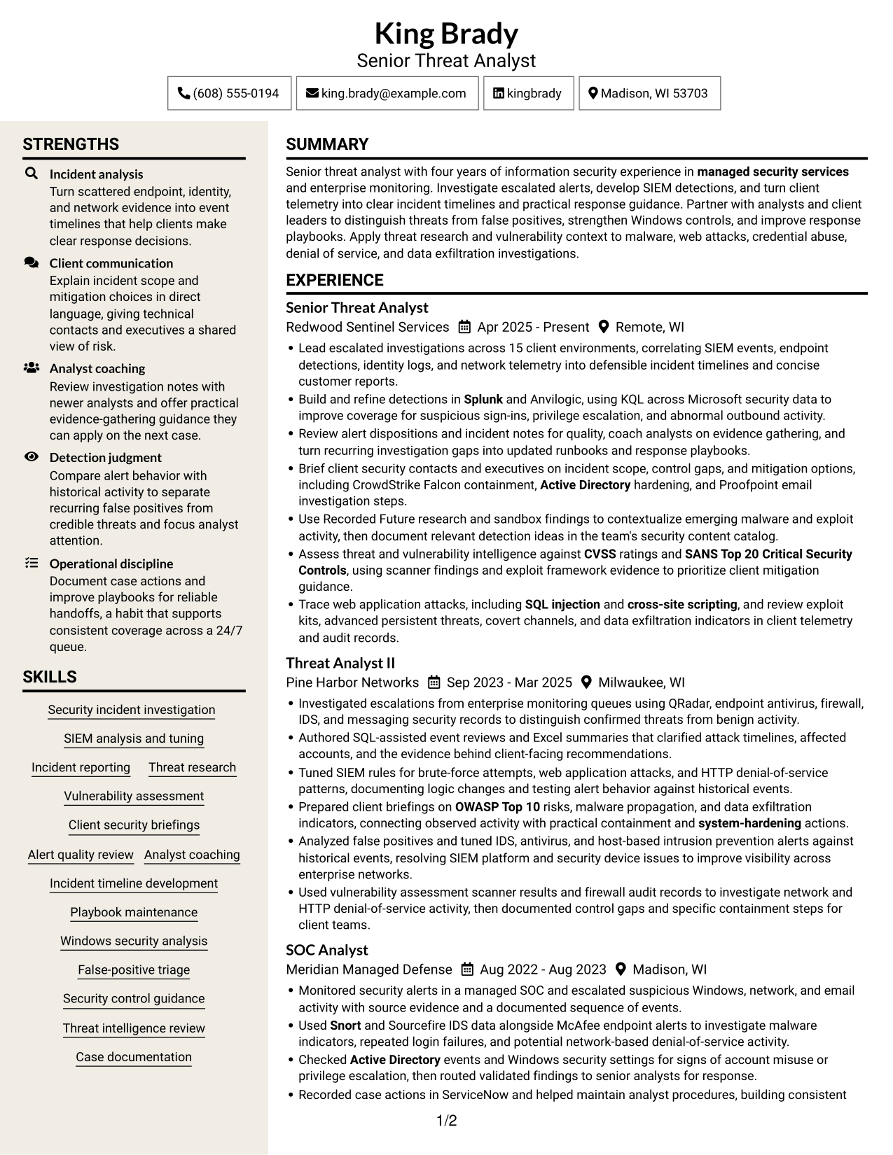 Resume example — page 1