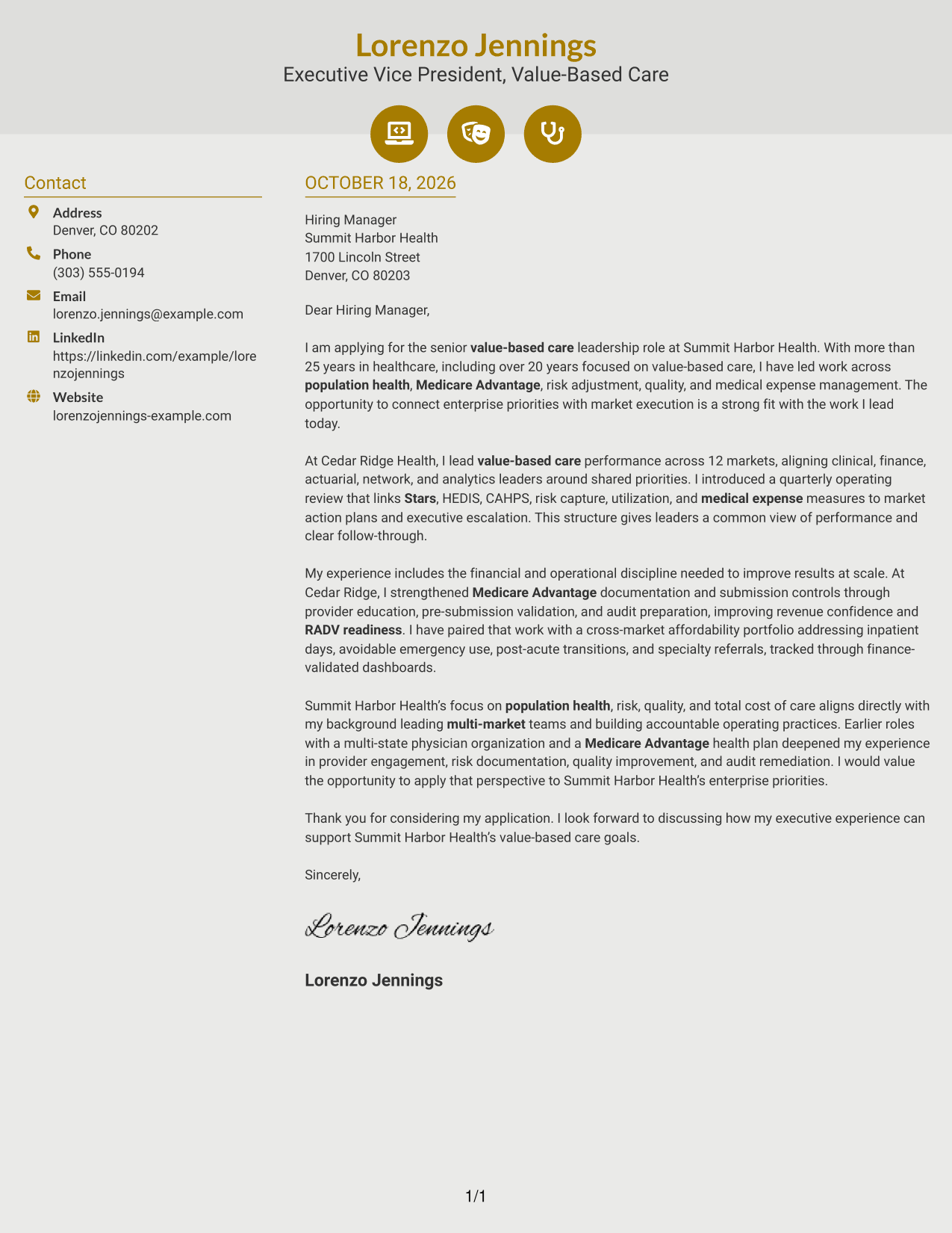 Cover letter example — page 1