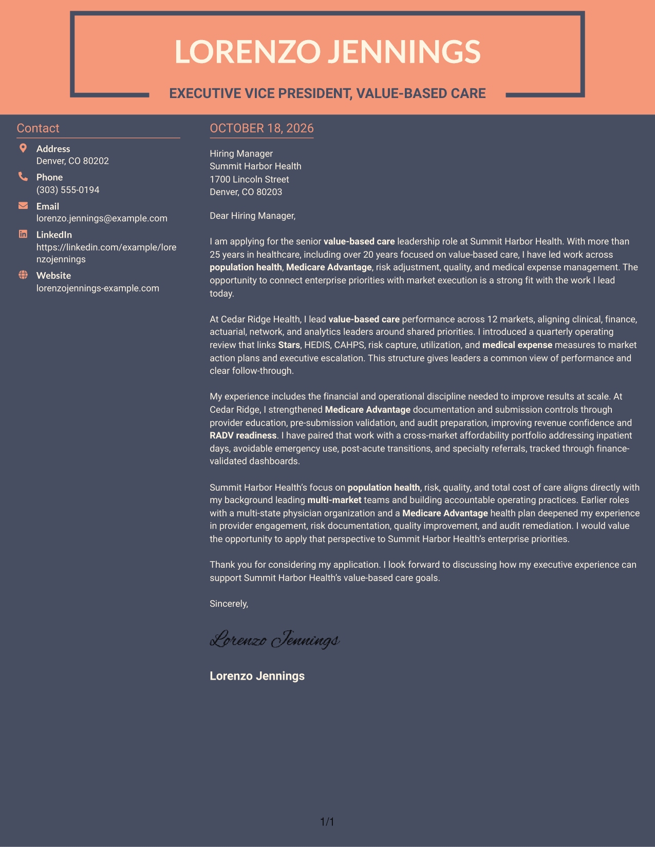 Cover letter example — page 1