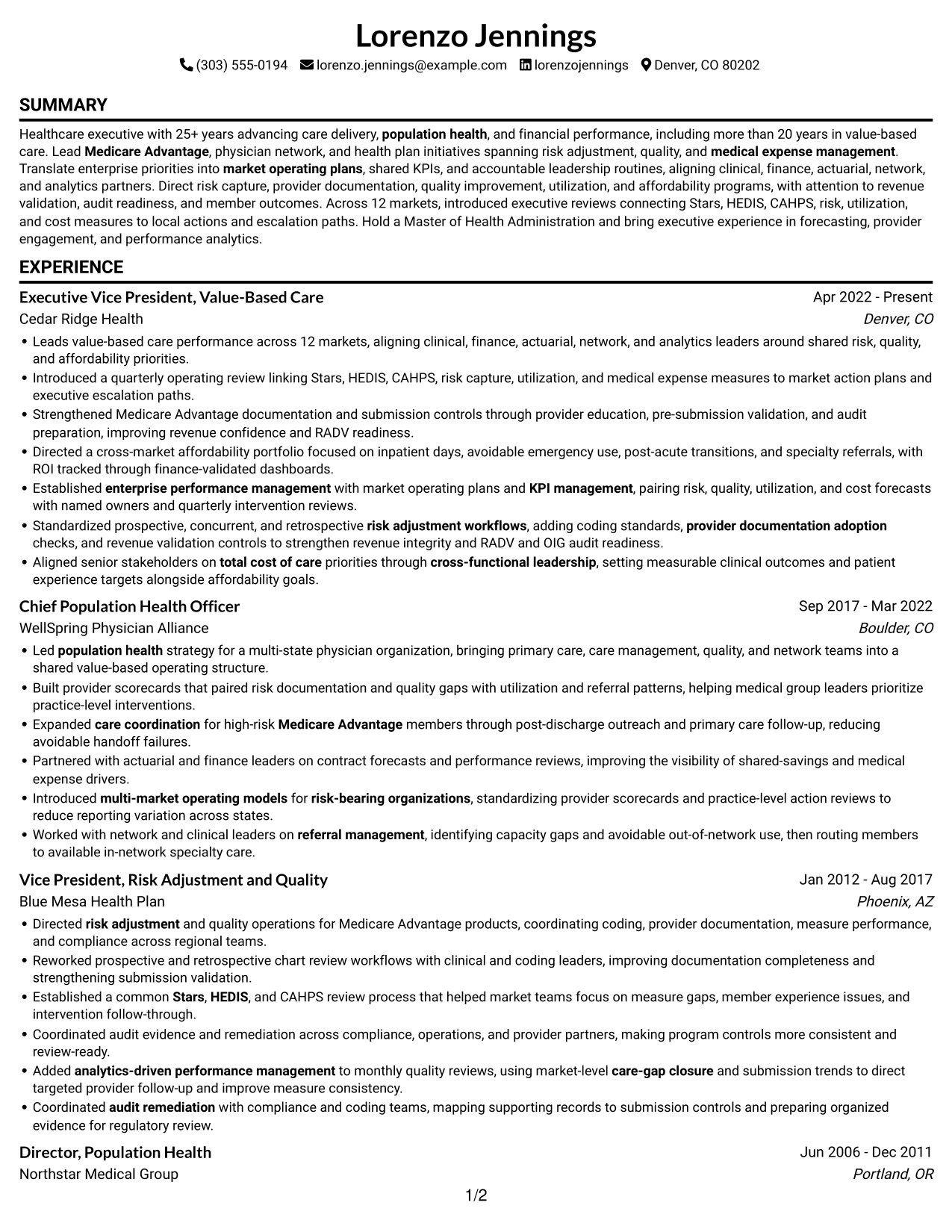 Resume example — page 1