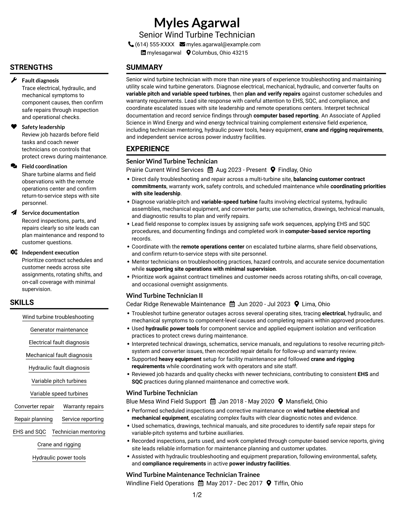 Resume example — page 1
