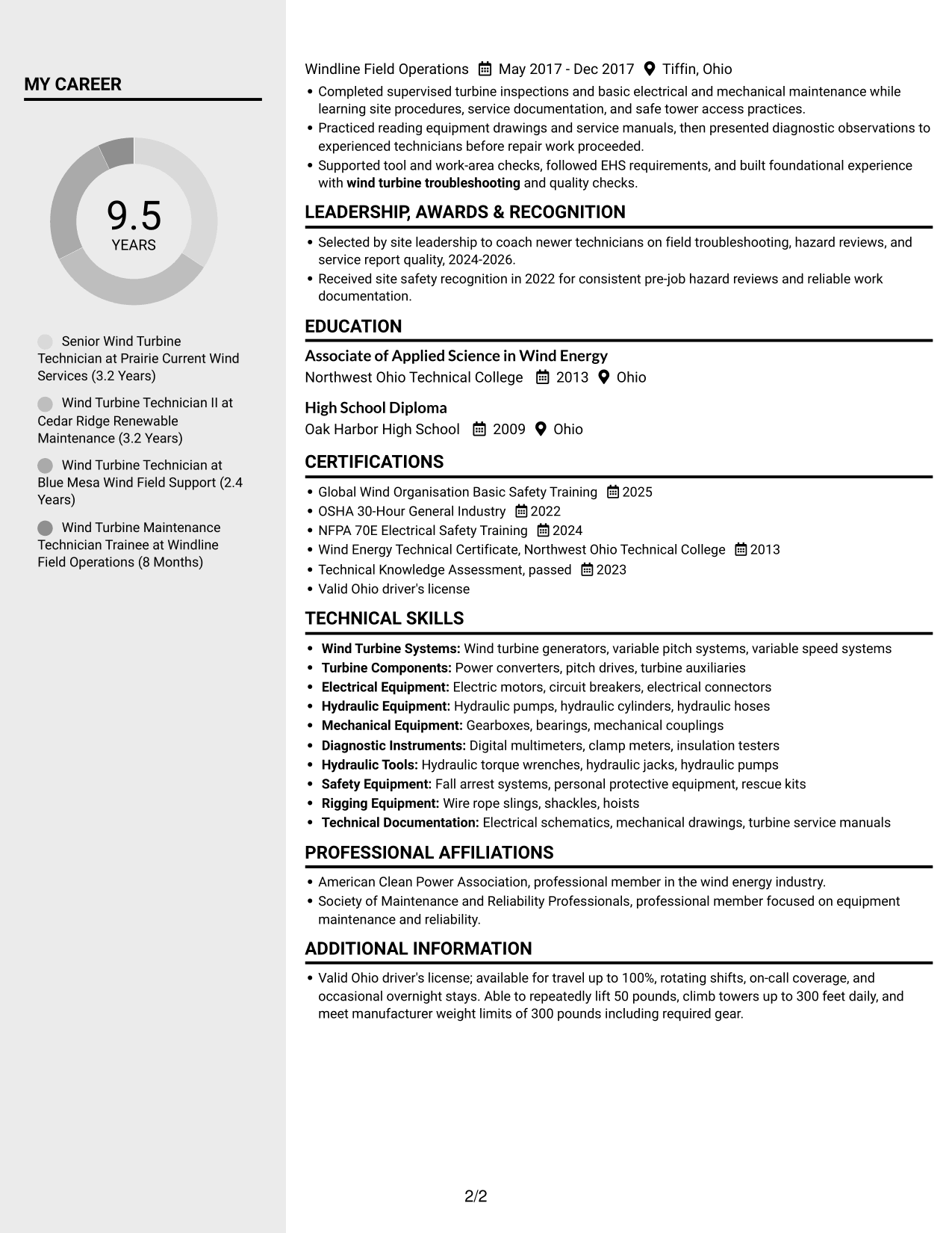 Resume example — page 2