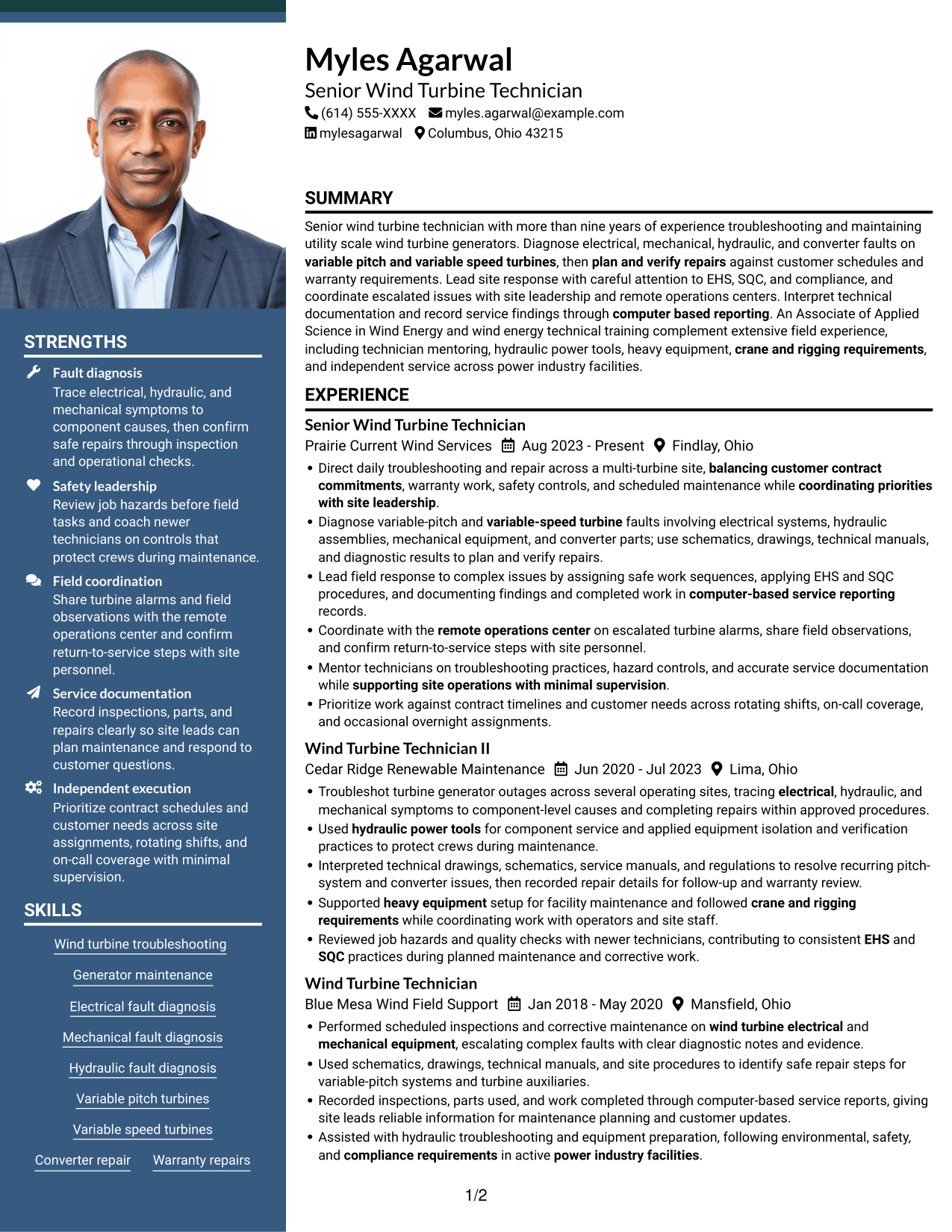Resume example — page 1