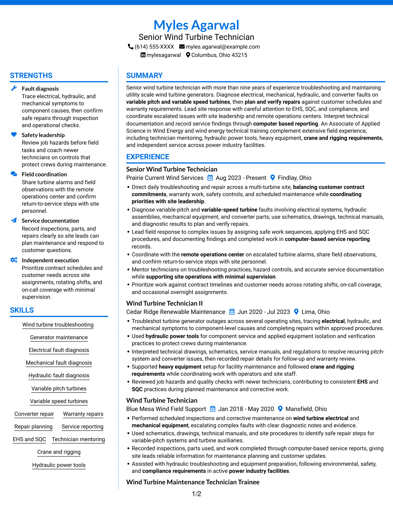 Resume example — page 1