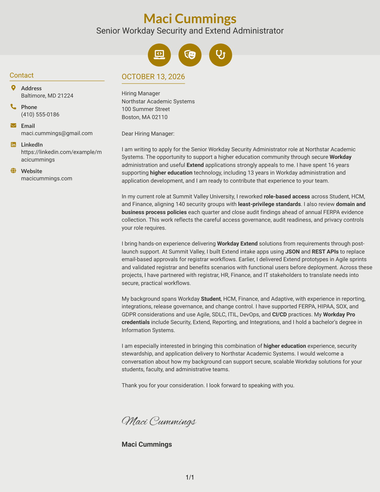 Cover Letter Example Page 1