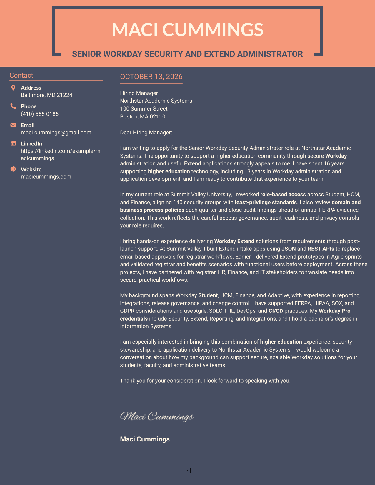 Cover Letter Example Page 1