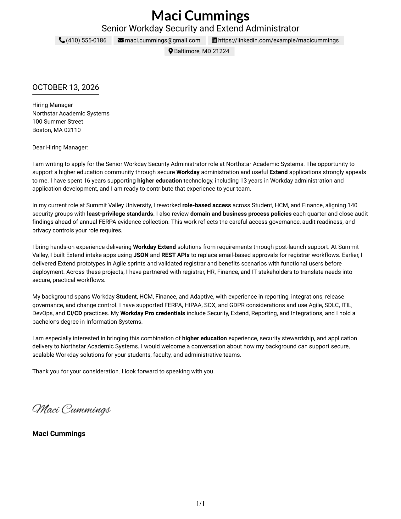 Text/Fang Style Cover Letter Preview