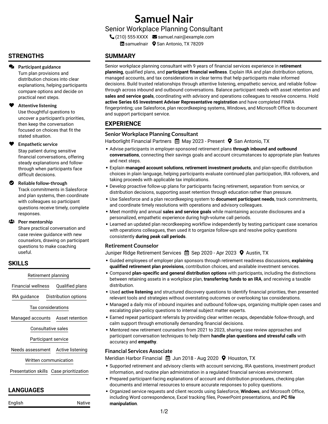 Resume example — page 1