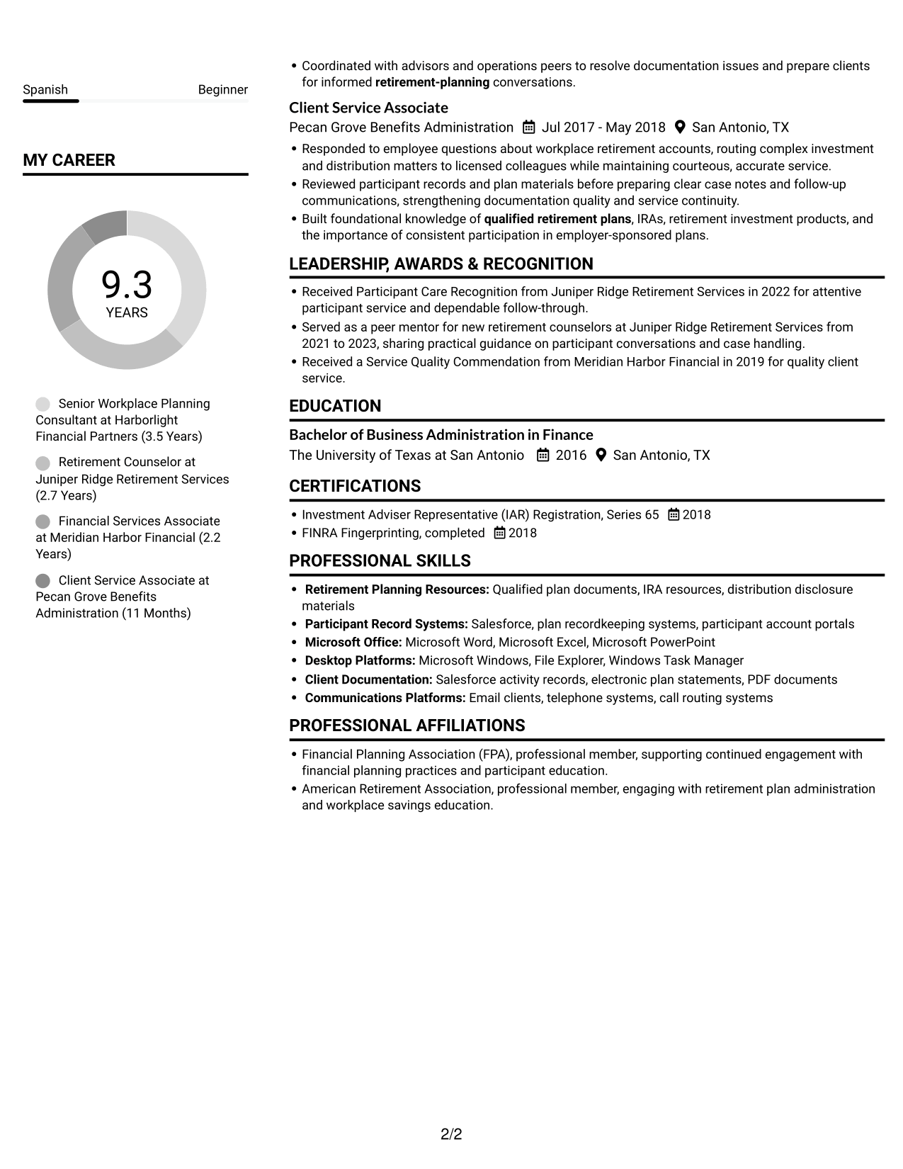 Resume example — page 2