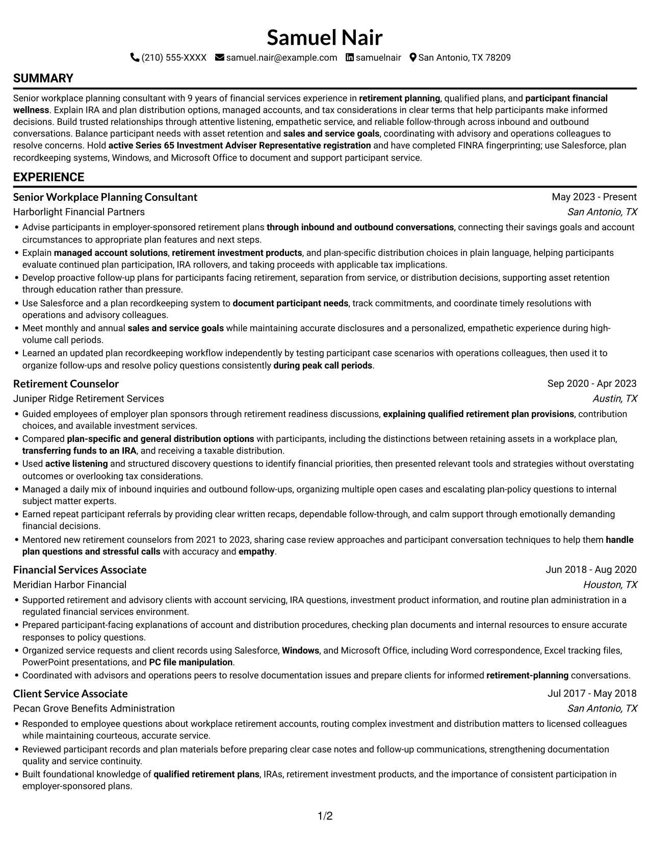 Resume example — page 1