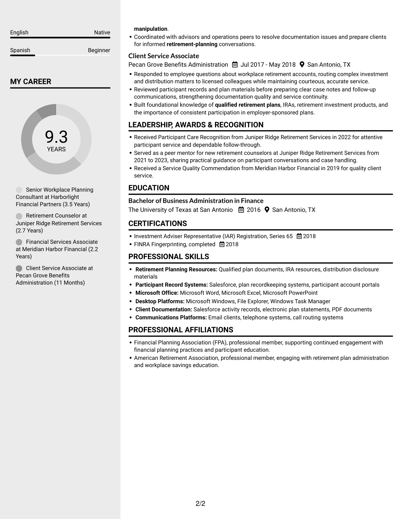 Resume example — page 2